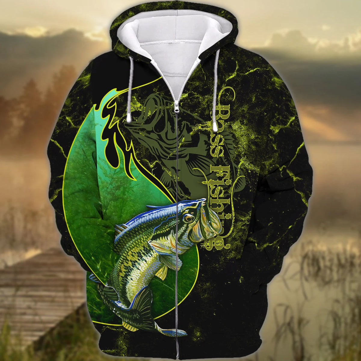 Bass Fishing Underwater Yinyang Camo 3D Print Shirts FISH0067