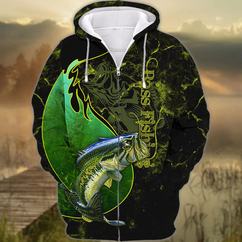 Bass Fishing Underwater Yinyang Camo 3D Print Shirts FISH0067