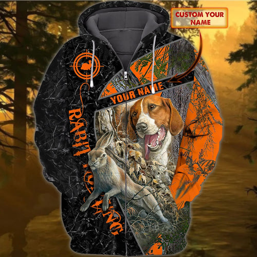 Beagle Hunting  - Personalized Name 3D Zipper Hoodie HNT0037