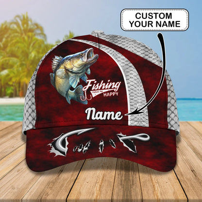 Walleye Fishing 13 - Personalize Name Cap  - Loop - Ntp-170 FISH0050
