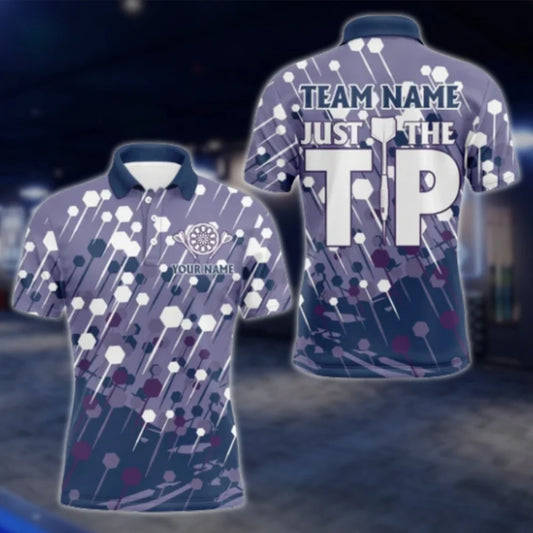Just The Tip Personalized Purple Mens Dart Polo Shirt, Custom Funny Dart Team Shirts DAT0461