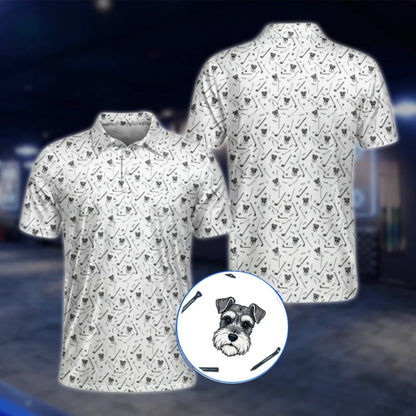 Miniature Schnauzer Golf Polo Shirt Mens, Dog Mini Schnauzer Golf Shirts GOF0006