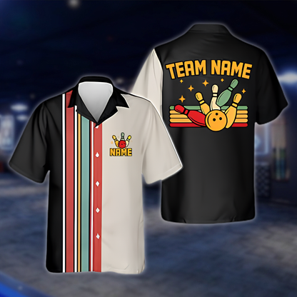 Personalized Retro Bowling Hawaiian Shirt For Men, Custom Retro Bowling Team Shirts BZ0861 BOW0087