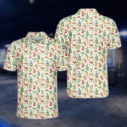 Men's Margarita Cocktail Golf Polo Shirts, Cocktail Lover Golf Shirts GOF0251