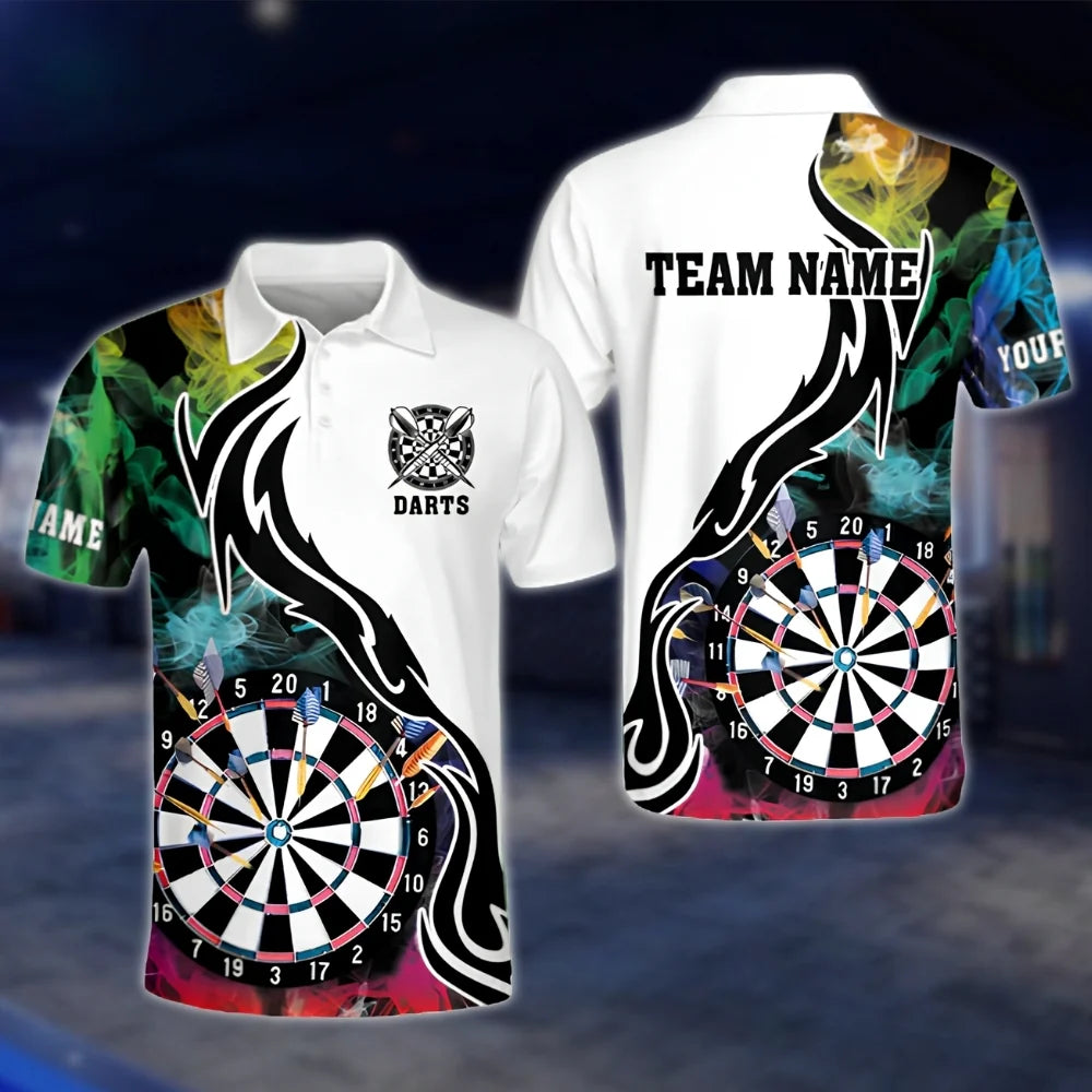 Custom Team Multicolor Smoke Dart Mens Polo Shirt, Custom Dart Team Shirts DAT0261