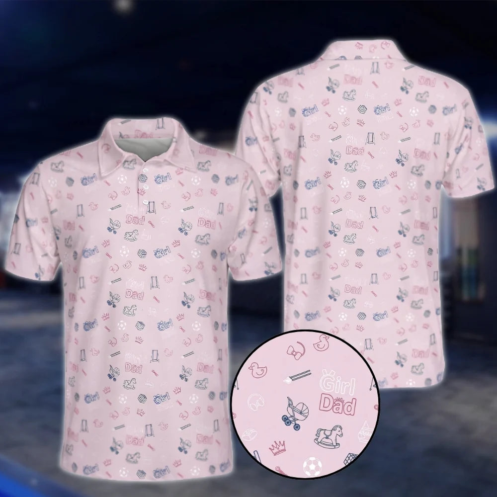 Pink Girl Dad Golf Polo Shirts For Men, Dad Daughter Golf Shirts GOF0209