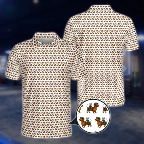Dachshund Dog Men's Golf Polo Shirts, Dachshund Golf Shirts GOF0257