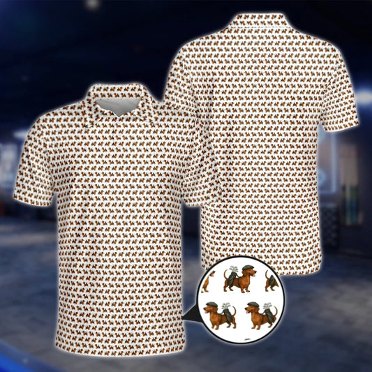 Dachshund Dog Men's Golf Polo Shirts, Dachshund Golf Shirts GOF0257