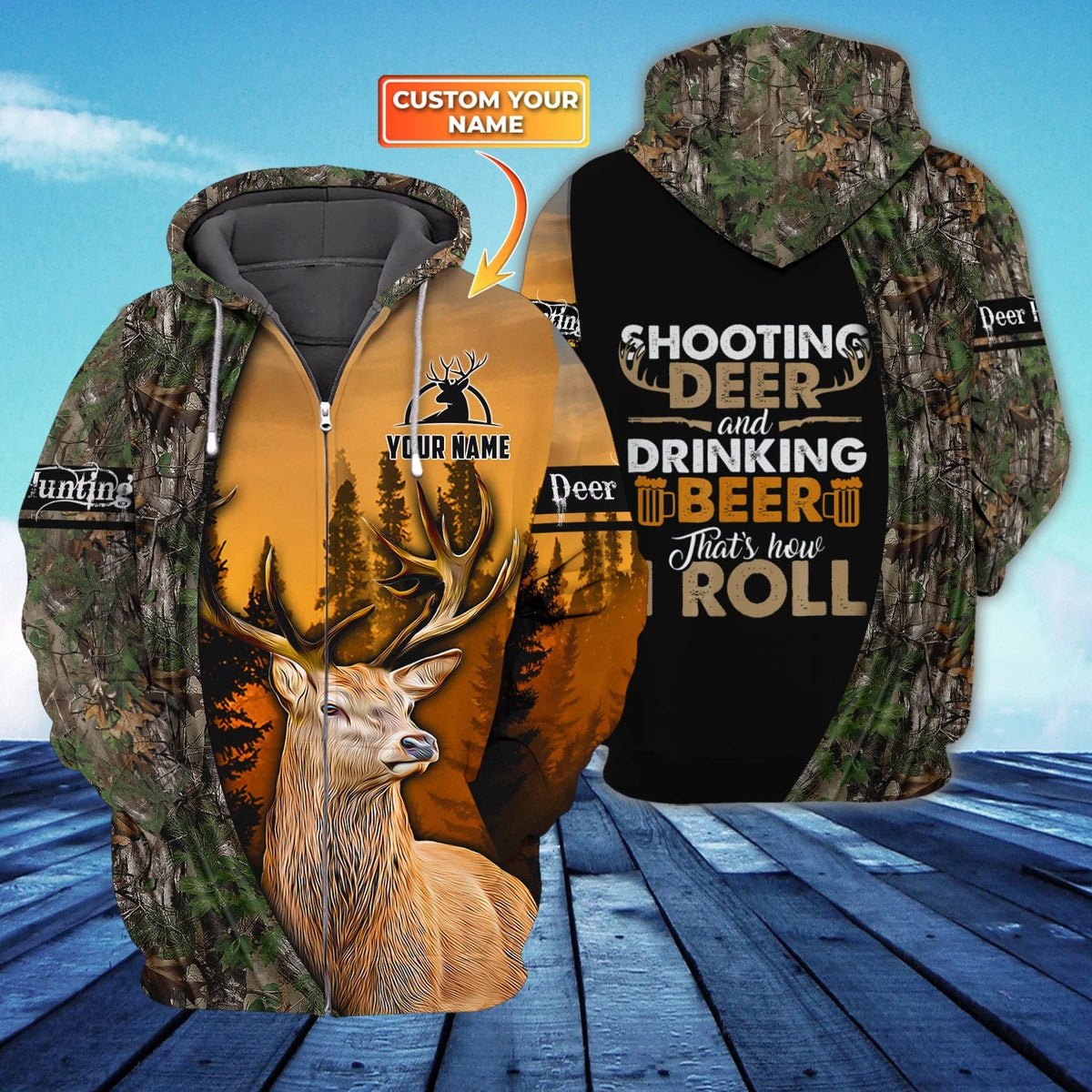 Hunting - Personalized Name 3D Zipper hoodie -TT99-1327 ORN0249