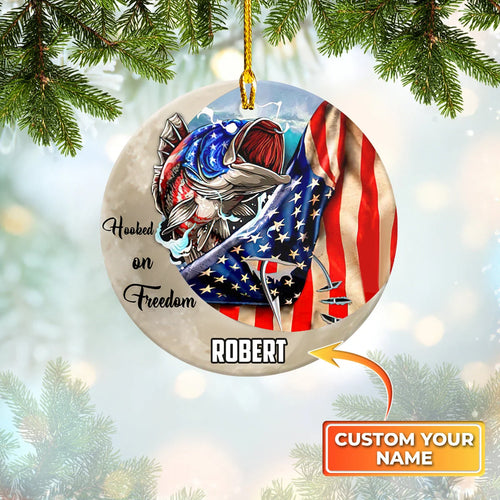 Fishing - Moon Custom Shaped Ornament - Fishing Hooked On Freedom 03 ORN0024