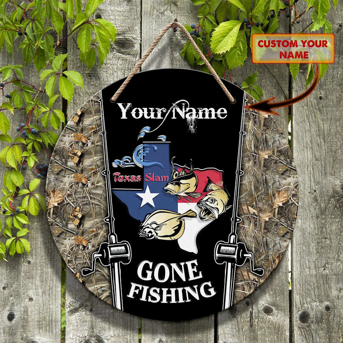 Custom Wooden Sign - Texas Fishing ORN0116