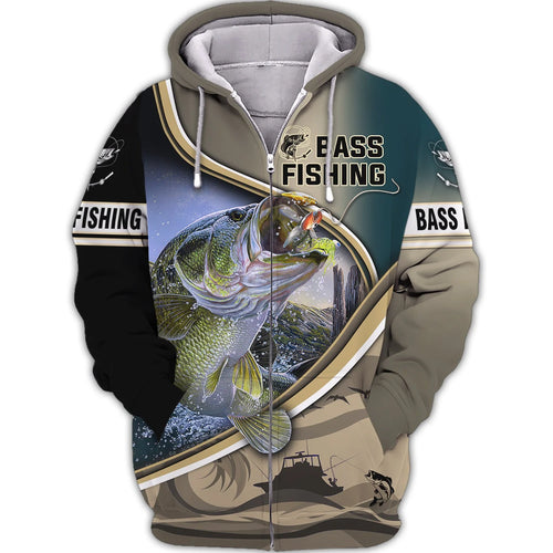 Bass Fishing Hooked 3D Hoodie Tshirt FISH0073