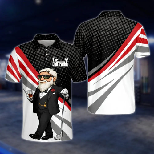 Men's The Golf Father Funny Man Golf Polo Shirts, Dad Golf Shirts GOF0207