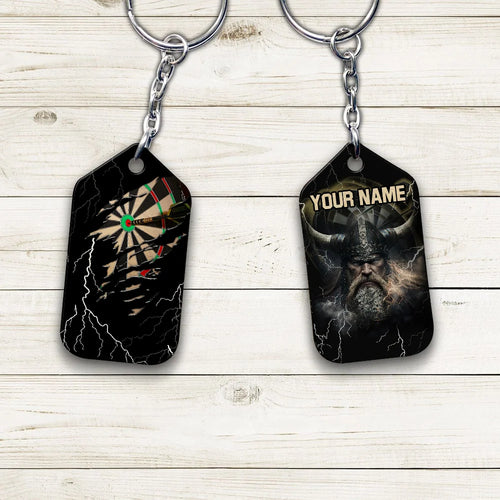 Darts Paint Splash Personalized Name Viking And Darts Keychain For Dart Team Player ORN0174