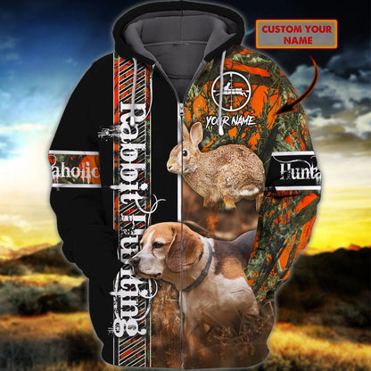 Rabbit Hunting - Beagle - Personalized Name 3D 3D Zipper Hoodie 29 - Nvc97 HNT0003