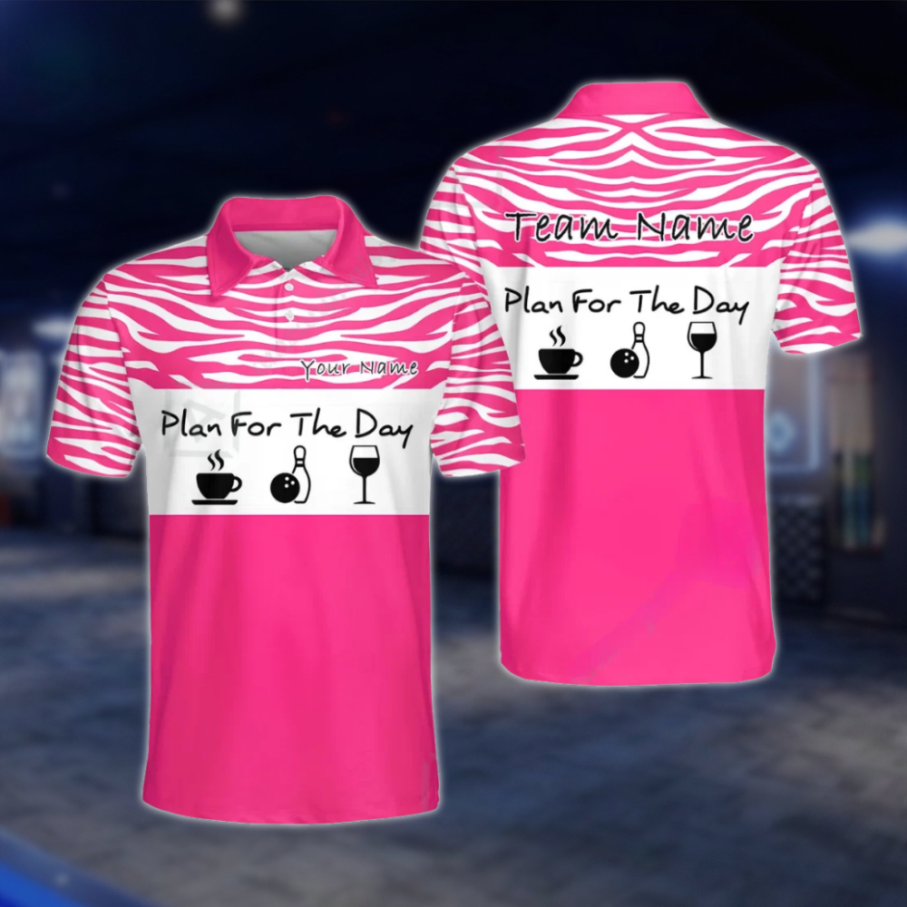 Personalized Plan For The Day Mens Pink Bowling Polo Shirt, Custom Funny Bowling Team Shirt BZ0777 BOW0130