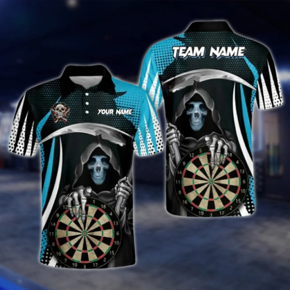 Custom Mens Skeleton Dart Polo Shirt, Custom Skull Darts Shirt For Team DAT0465