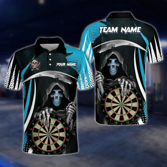 Custom Mens Skeleton Dart Polo Shirt, Custom Skull Darts Shirt For Team DAT0465