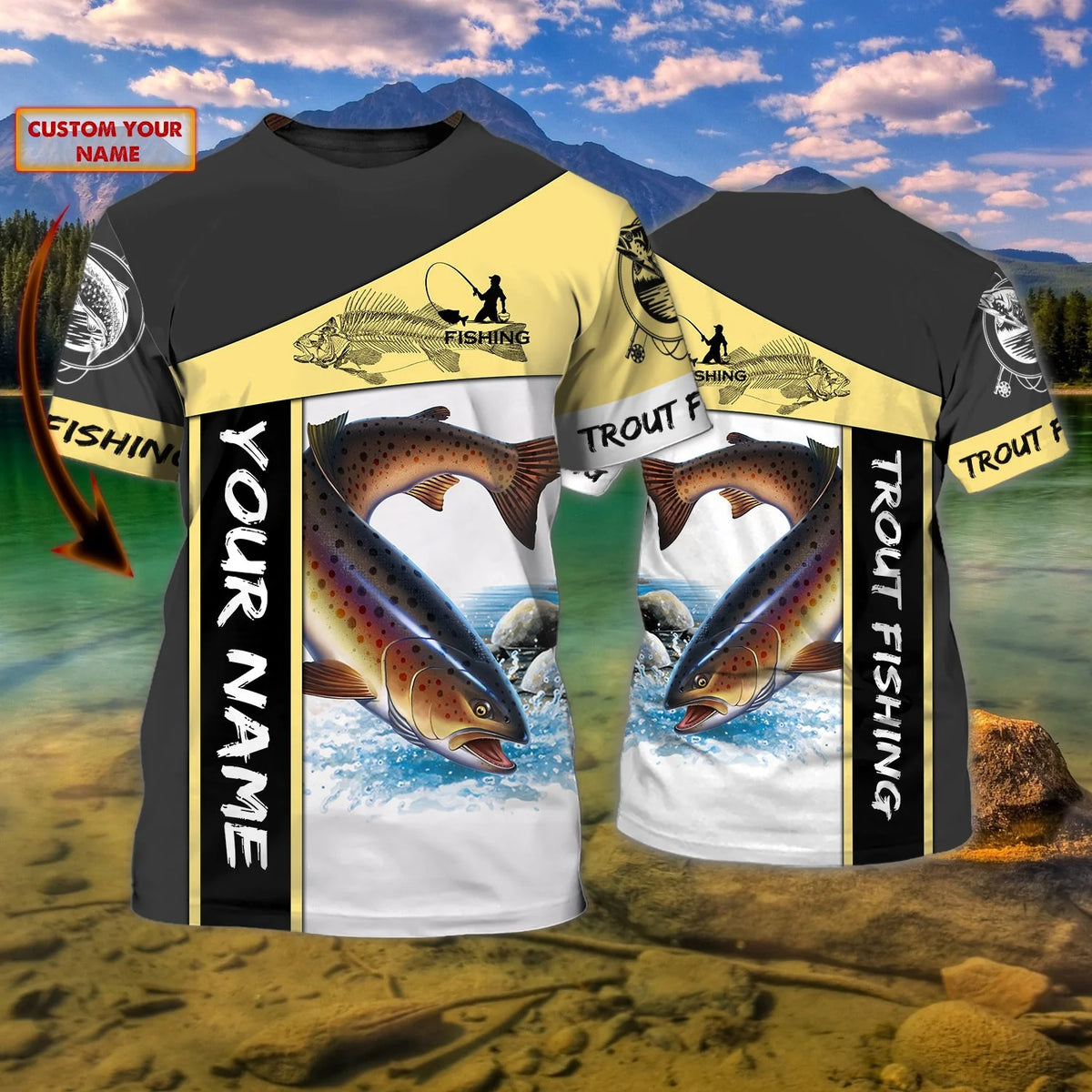 Trout Fishing  - Personalized Name 3D Tshirt - Pth98 FISH0171