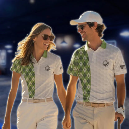 King Queen Of The Green Personalised Matching Golf Shirts For Couple, Custom Funny Matching Golf Shirts GOF0178
