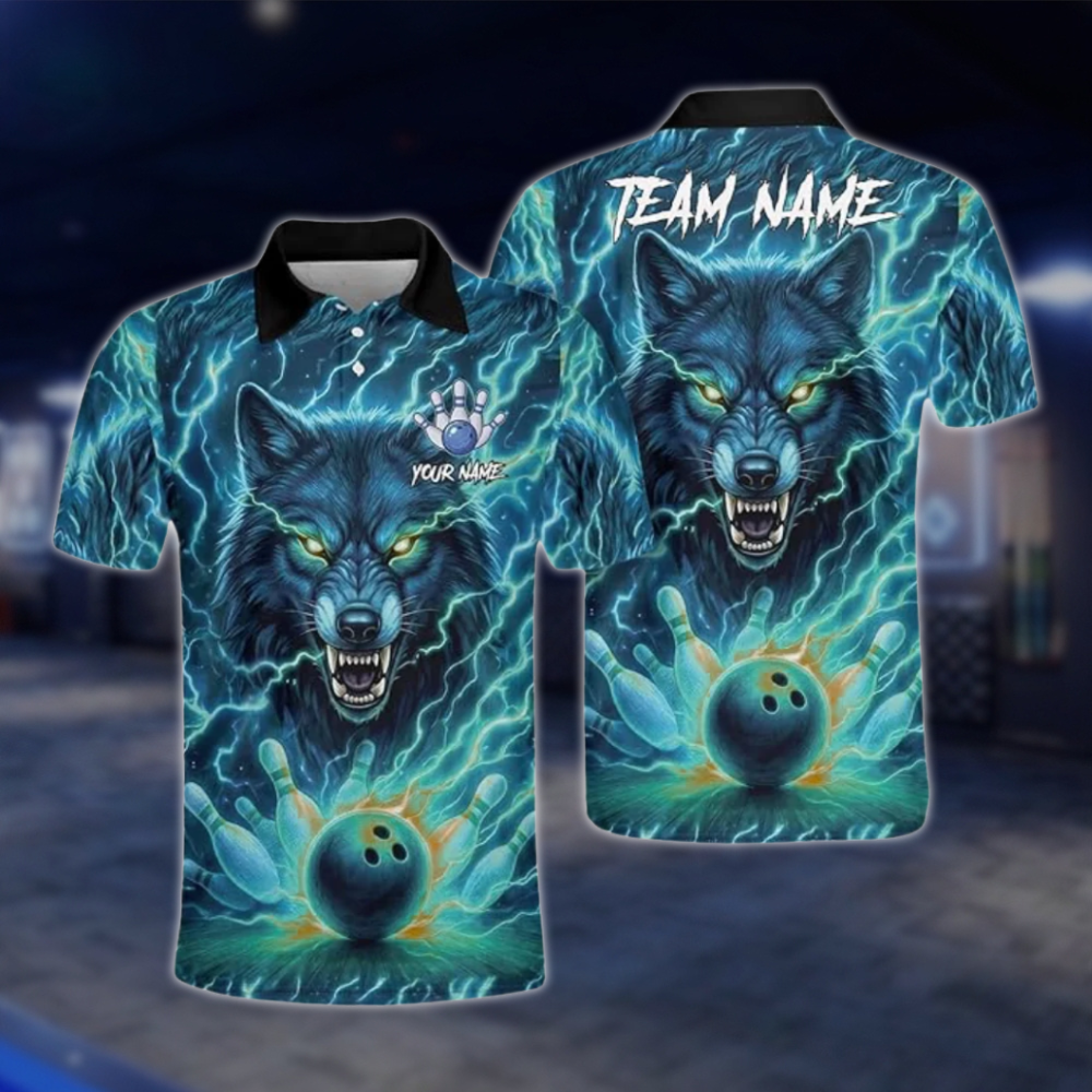 Personalized Wolf Thunder Bowling Mens Polo Shirt, Custom Team Wolf Bowling Shirt BZ0772 BOW0135