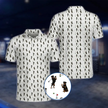Men's Rottweiler Funny Golf Polo Shirt Teal, Rottweiler Golf Shirt For Dog Lover GOF0046