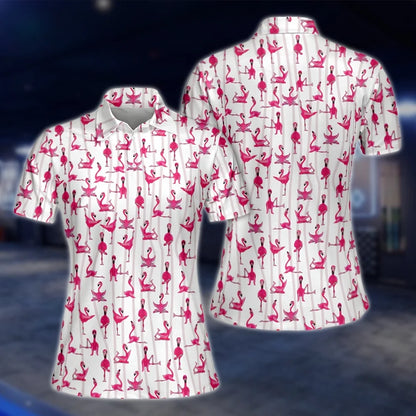 Pink Flamingo Golf Polo Shirts For Women, Women's Flamingo Golf Shirts GOF0292