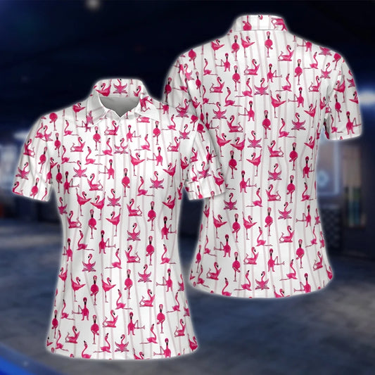 Pink Flamingo Golf Polo Shirts For Women, Women's Flamingo Golf Shirts GOF0292