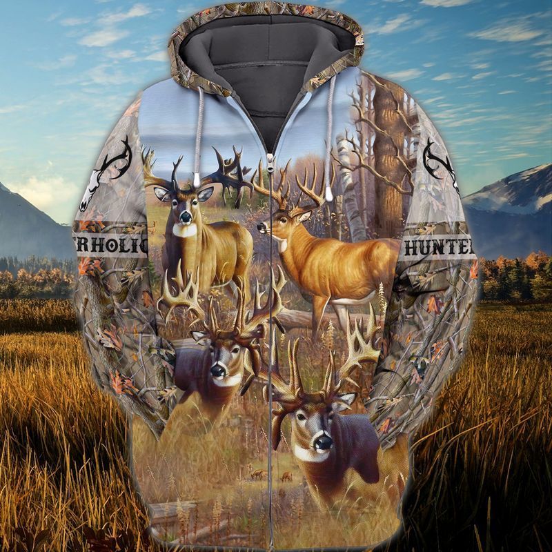 191 Deer Hunting 3D Zipper Hoodie HNT0014