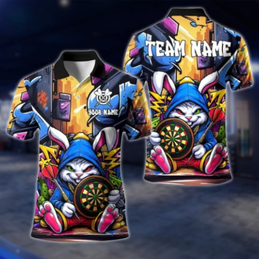 Custom Funny Bunny Darts Polo Shirt For Men, Custom Bunny Dart Team Shirts DAT0415