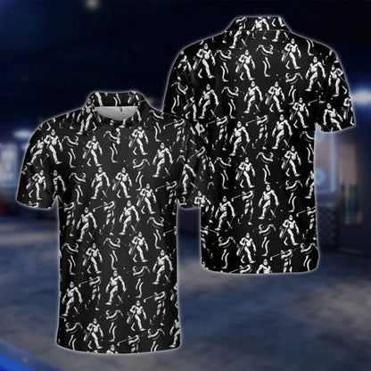 Bigfoot Golf Polo Shirt For Men Black And White, Big Sasquatch Golf Shirt GOF0085