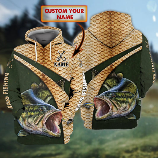 Bass Fishing 02 - Personalized Name 3D Hoodie - 174 FISH0083