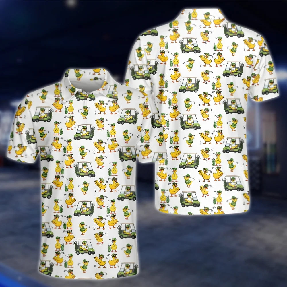 Mens Funny Duck Golf Polo Shirts, Duck Golf Shirts GOF0240