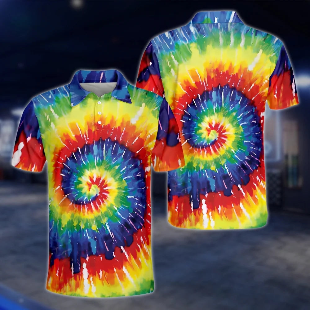Tie Dye Golf Polo Shirts For Men, Tie Dye Golf Shirt GOF0190