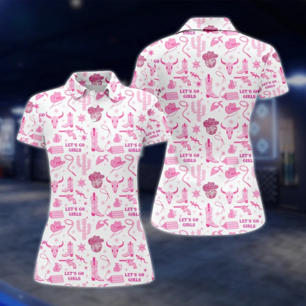 Let's Go Girls Women's Cowgirl Golf Polo Shirt, Western Golf Shirts For Ladies GOF0063