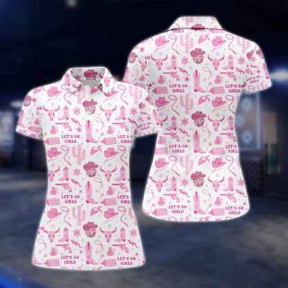 Let's Go Girls Women's Cowgirl Golf Polo Shirt, Western Golf Shirts For Ladies GOF0063