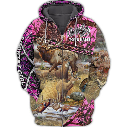Country Girl - Personalized Name 3D Zipper hoodie - Lta98 HNT0068