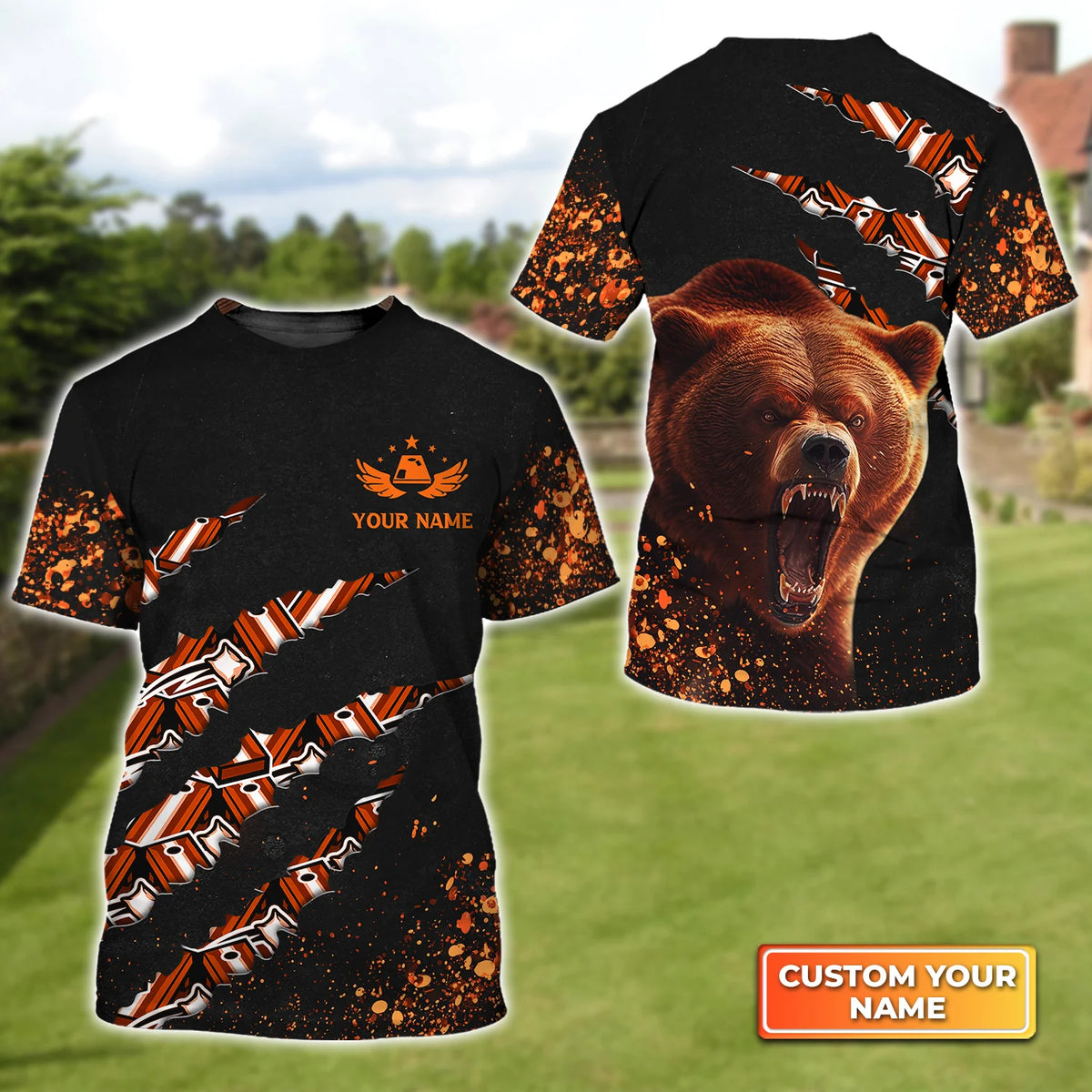 Bear And Cornhole Paint Splash Personalized Name 3D Tshirt Gift For Cornhole Players QB95 ORN0243