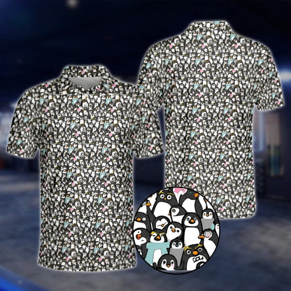 Mens Penguin Pattern Golf Polo Shirts, Penguin Golf Shirts GOF0213