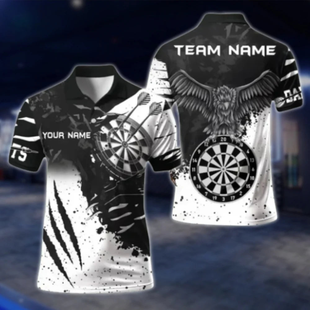 Custom Team White Black Dart Polo Shirt For Men, Custom Dart Shirts DAT0369