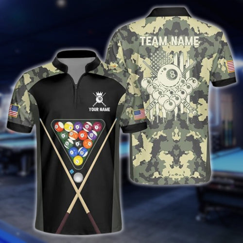 Custom Camouflage Billiard Jersey For Mens, Custom Camo Billiard Team Shirts BLD0081