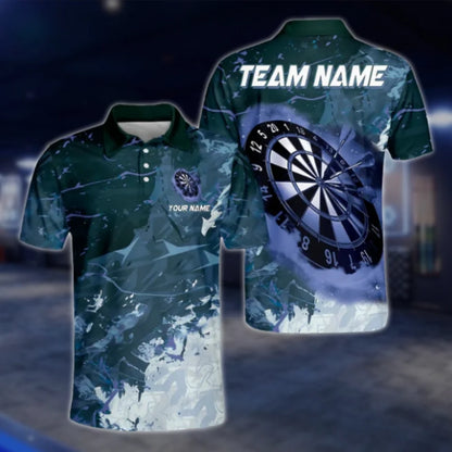 Custom Team Blue Grunge Dart Polo Shirt, Custom Dart Shirts DAT0442