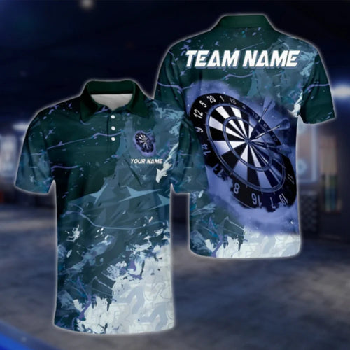 Custom Team Blue Grunge Dart Polo Shirt, Custom Dart Shirts DAT0442