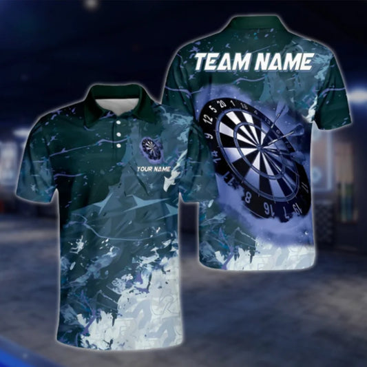 Custom Team Blue Grunge Dart Polo Shirt, Custom Dart Shirts DAT0442