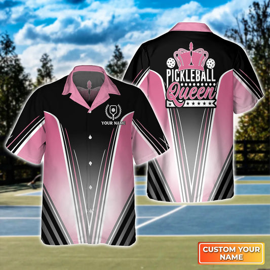 Pickleball Queen Personalized Name 3D Hawaiian Shirt QB95 Gift For Pickleball Player PKL0098