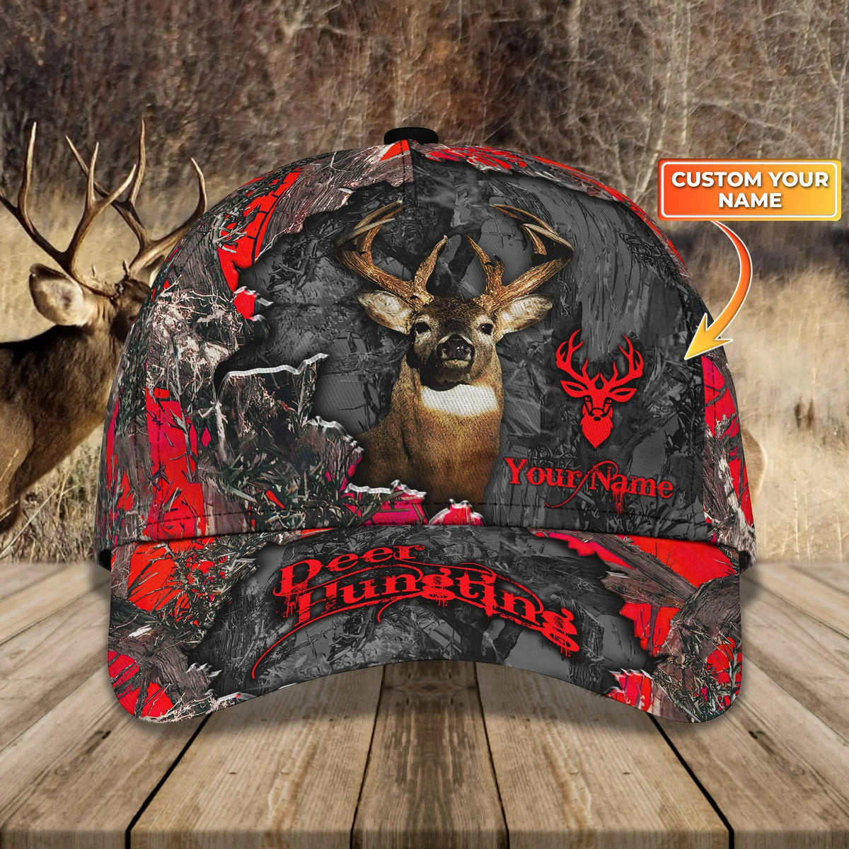 Red Deer Hunting Camo Classic Cap - Hdmt ORN0109