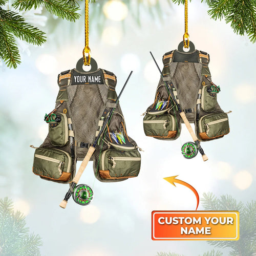 Fishing - Custom Shaped Ornament - Fishing Vest Orange Ornament 02 ORN0043