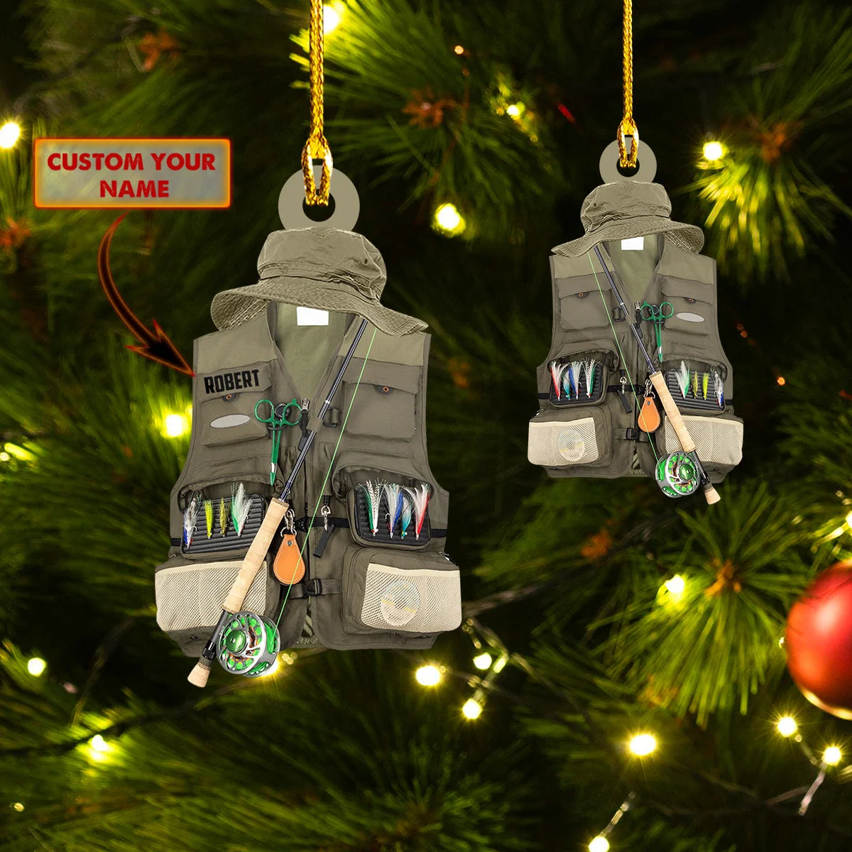 Custom Shaped Ornament - Waistcoat Fishing 3 ORN0007