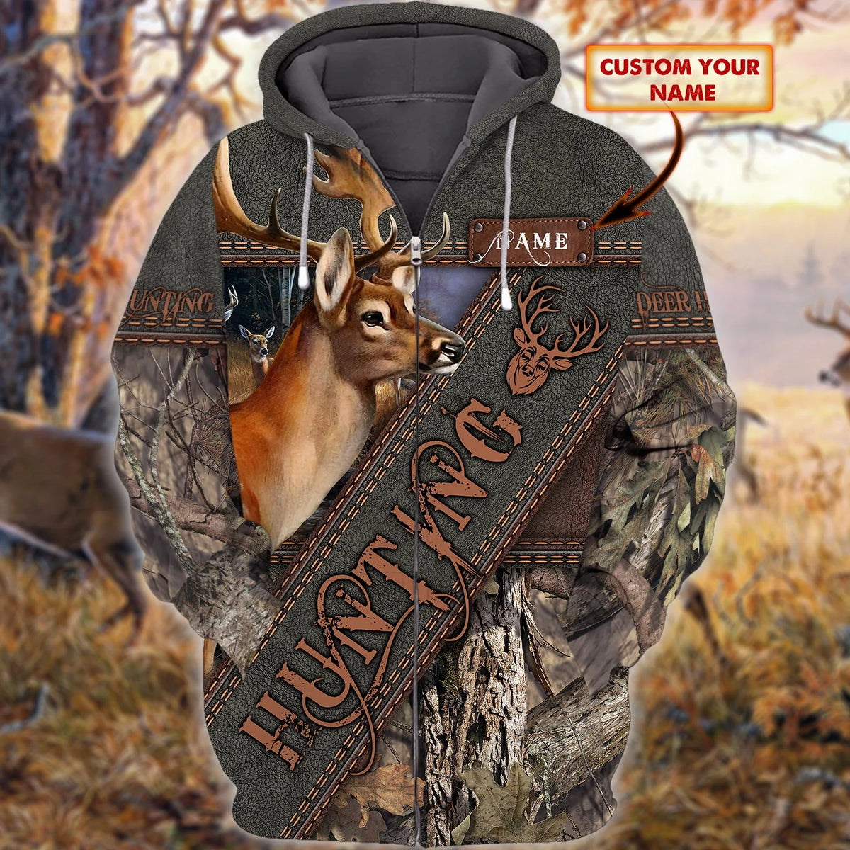 Hunting - Personalized Name 3D Zipper Hoodie - 143 HNT0056