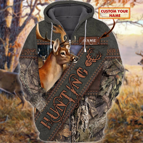 Hunting - Personalized Name 3D Zipper Hoodie - 143 HNT0056